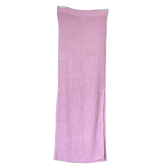 Camila Coehlo Pink Knit Midi Skirt Cleo Girly Bubblegum Sheer Open Knit Pull On - Picture 3 of 11